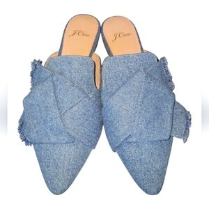 J. Crew Women's Blue Marina Denim Pointed Toe Mules Sz 7